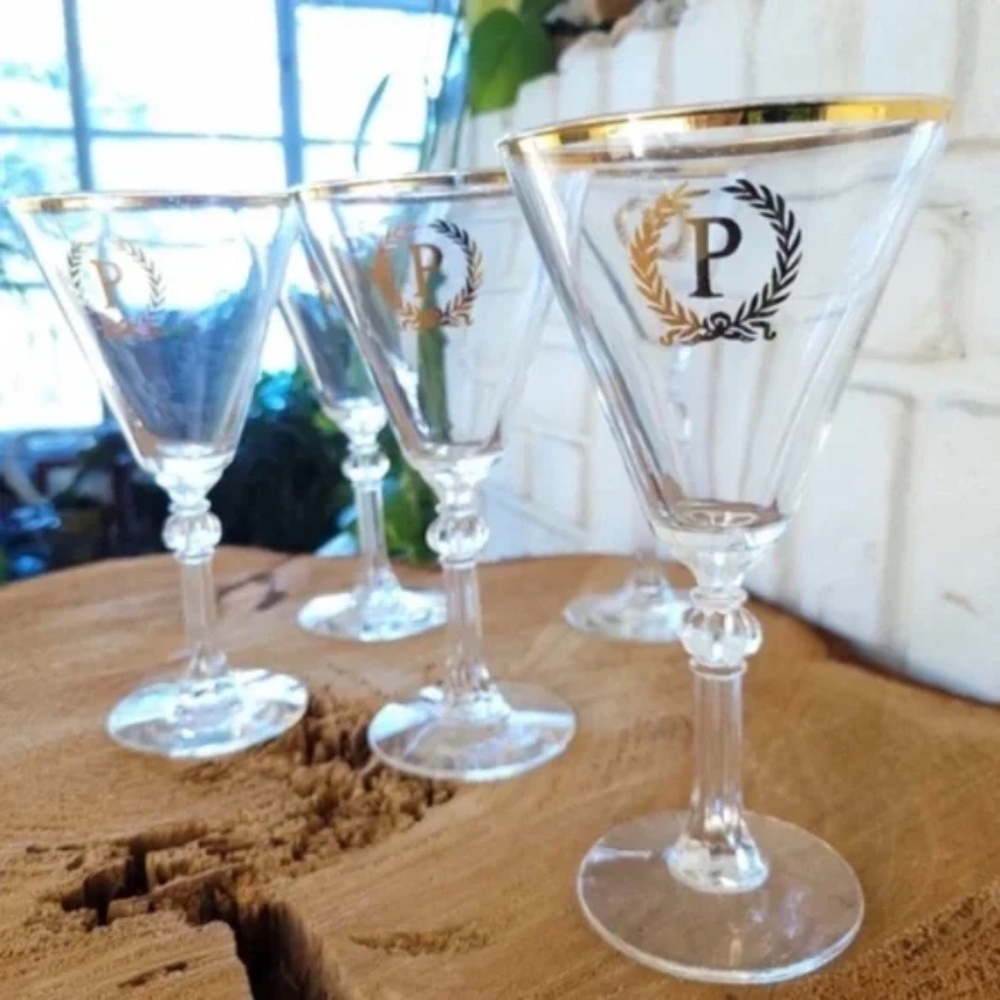 Crystal Monogrammed Glasses Letter P
